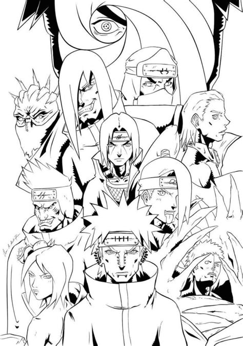 coloriage naruto akatsuki|Coloriage Akatsuki de Anime Naruto